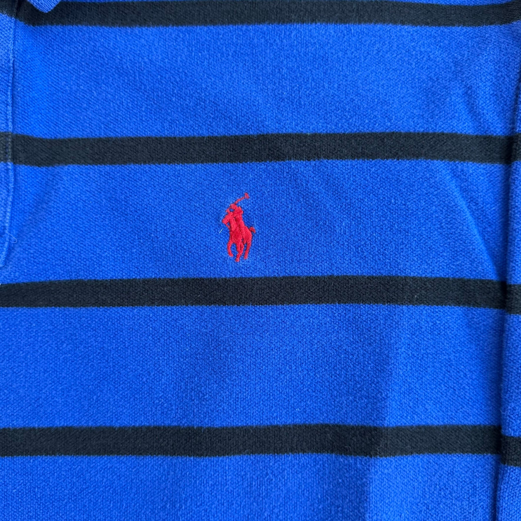 J- Vintage Polo RL Embroidered Logo Striped Long Sleeve Polo Shirt - 2XL