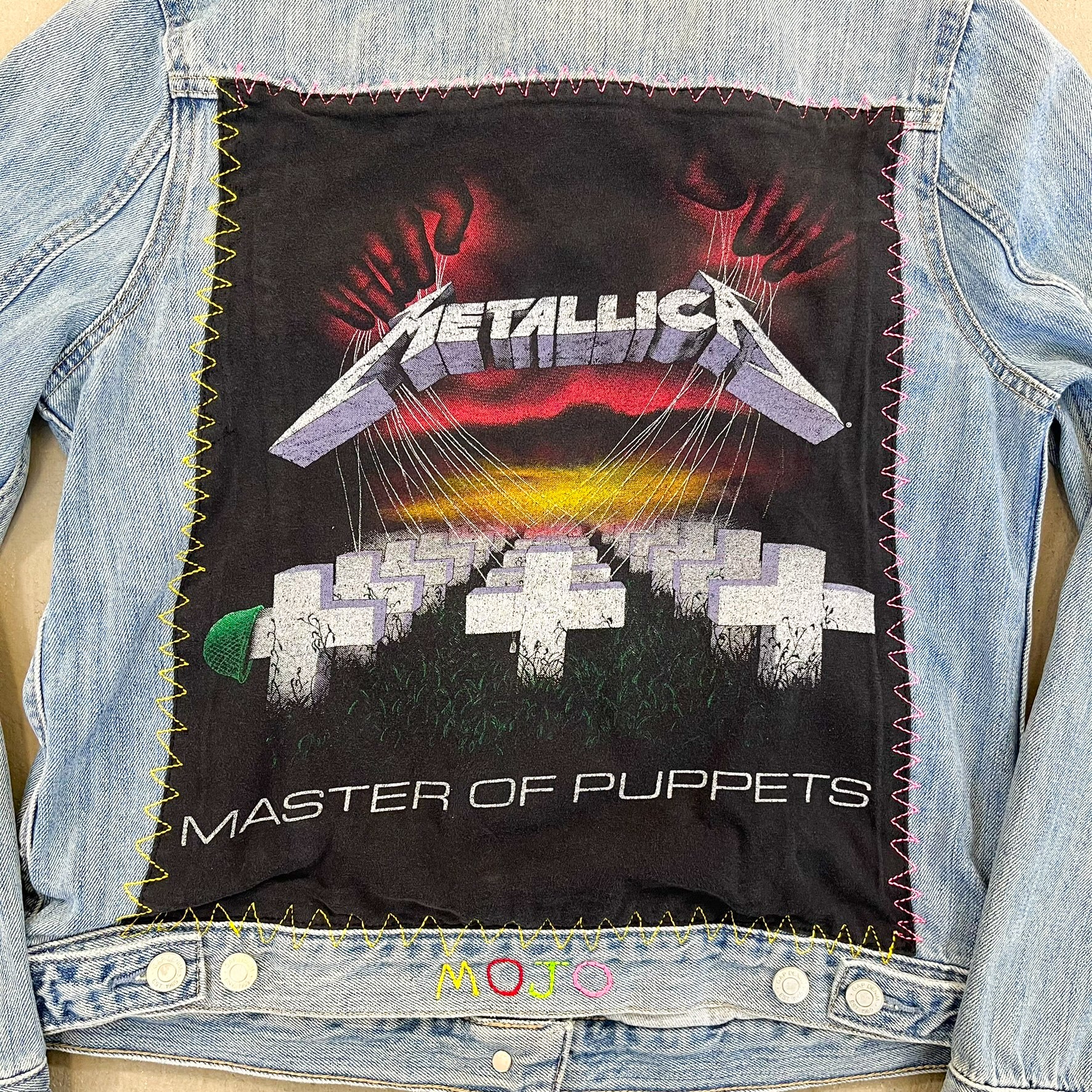 F- HOM Gap Rolling Stones/Metallica Reworked Custom Denim Jacket