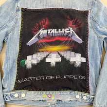 Load image into Gallery viewer, F- HOM Gap Rolling Stones/Metallica Reworked Custom Denim Jacket
