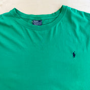 J- Vintage 90s Polo RL Embroidered Logo Green Tee - 2XL