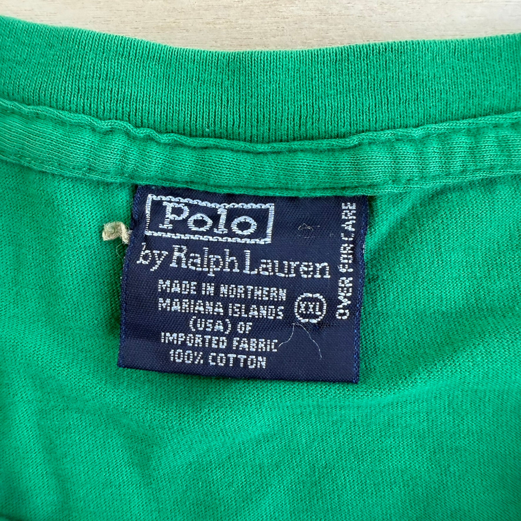 J- Vintage 90s Polo RL Embroidered Logo Green Tee - 2XL