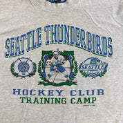 J- Vintage '92 Seattle Thunderbirds Junior Hockey Training Camp Graphic Made In USA Single Stitch Tee - XL