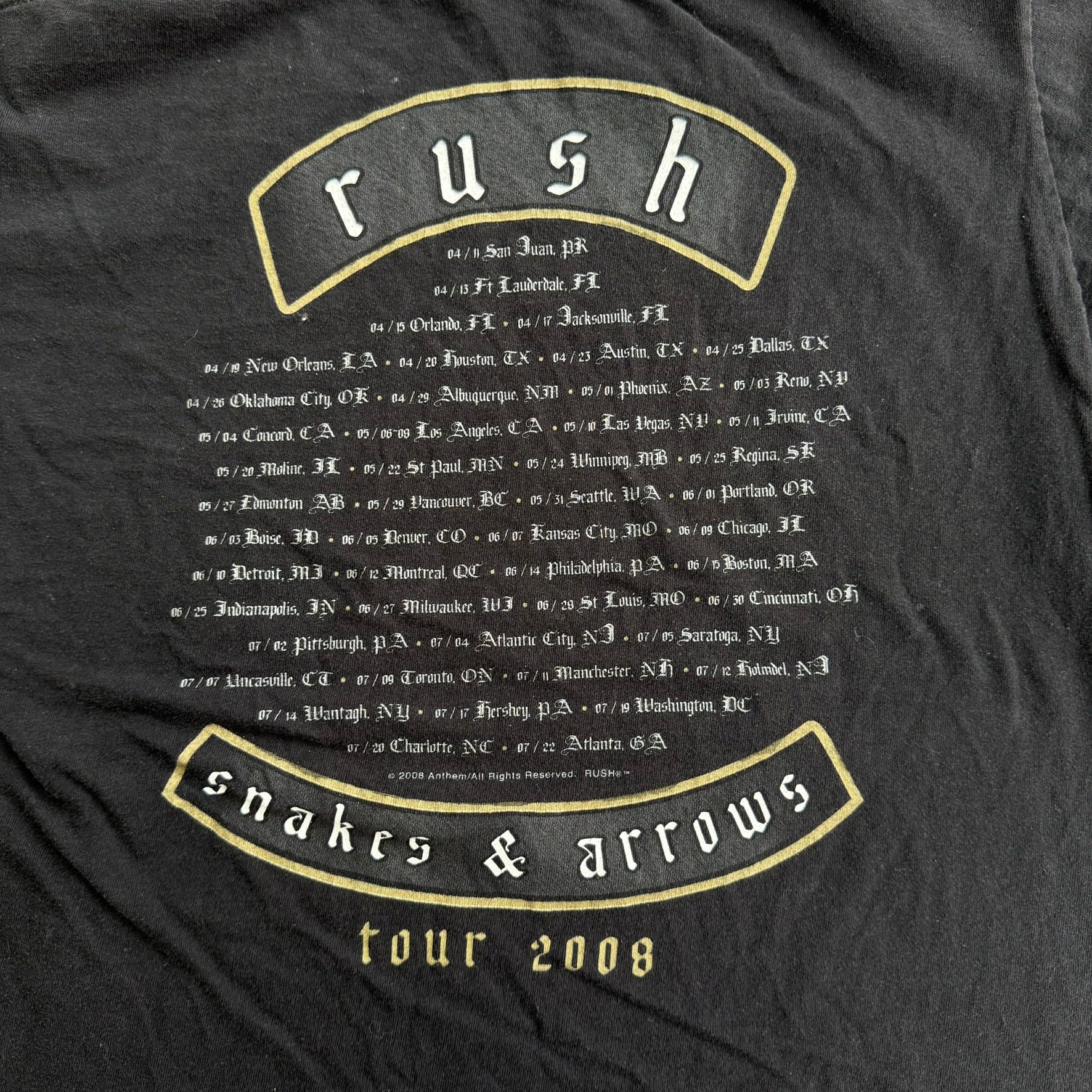 J- Vintage '08 Rush Snakes & Arrows Tour Graphic Tee - M