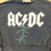 F- HOM AC/DC Text & Lightning Cropped Reworked Crewneck