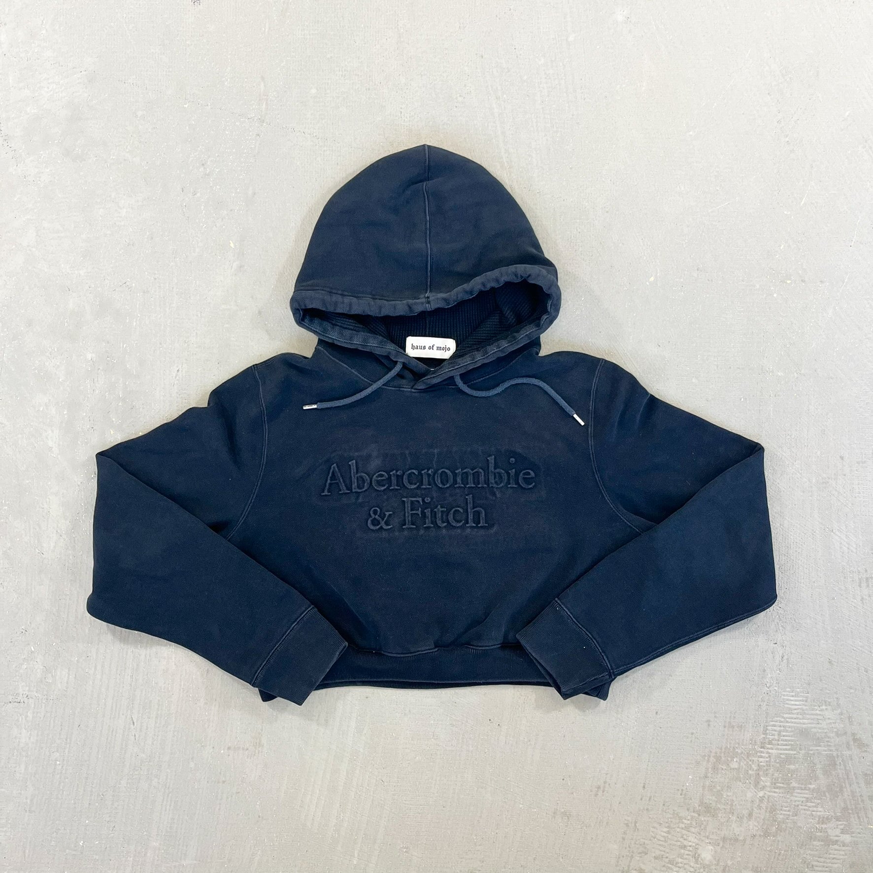F- HOM Abercrombie & Fitch Puff Text Cropped Reworked Hoodie