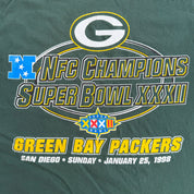 J- Vintage '98 Green Bay Packers NFL Logo 7 NFC Champions Super Bowl Graphic Tee - XL