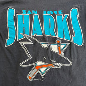 J- Vintage '91 San Jose Sharks NHL Logo & Graphic Made In USA Single Stitch Tee - M