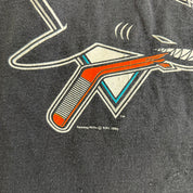 J- Vintage '91 San Jose Sharks NHL Logo & Graphic Made In USA Single Stitch Tee - M