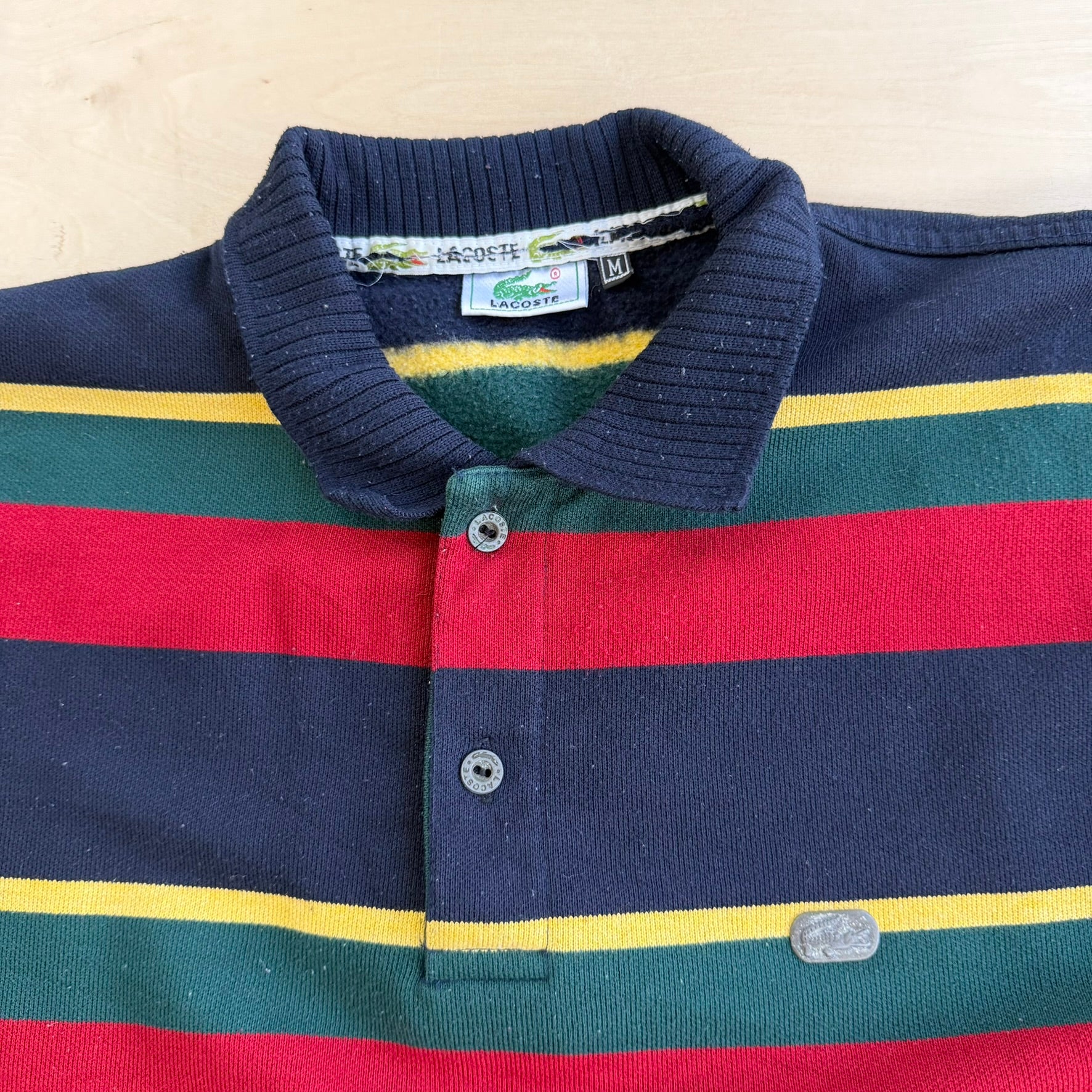 J- Vintage Lacoste Embroidered L/S Logo Made In USA Polo shirt - M