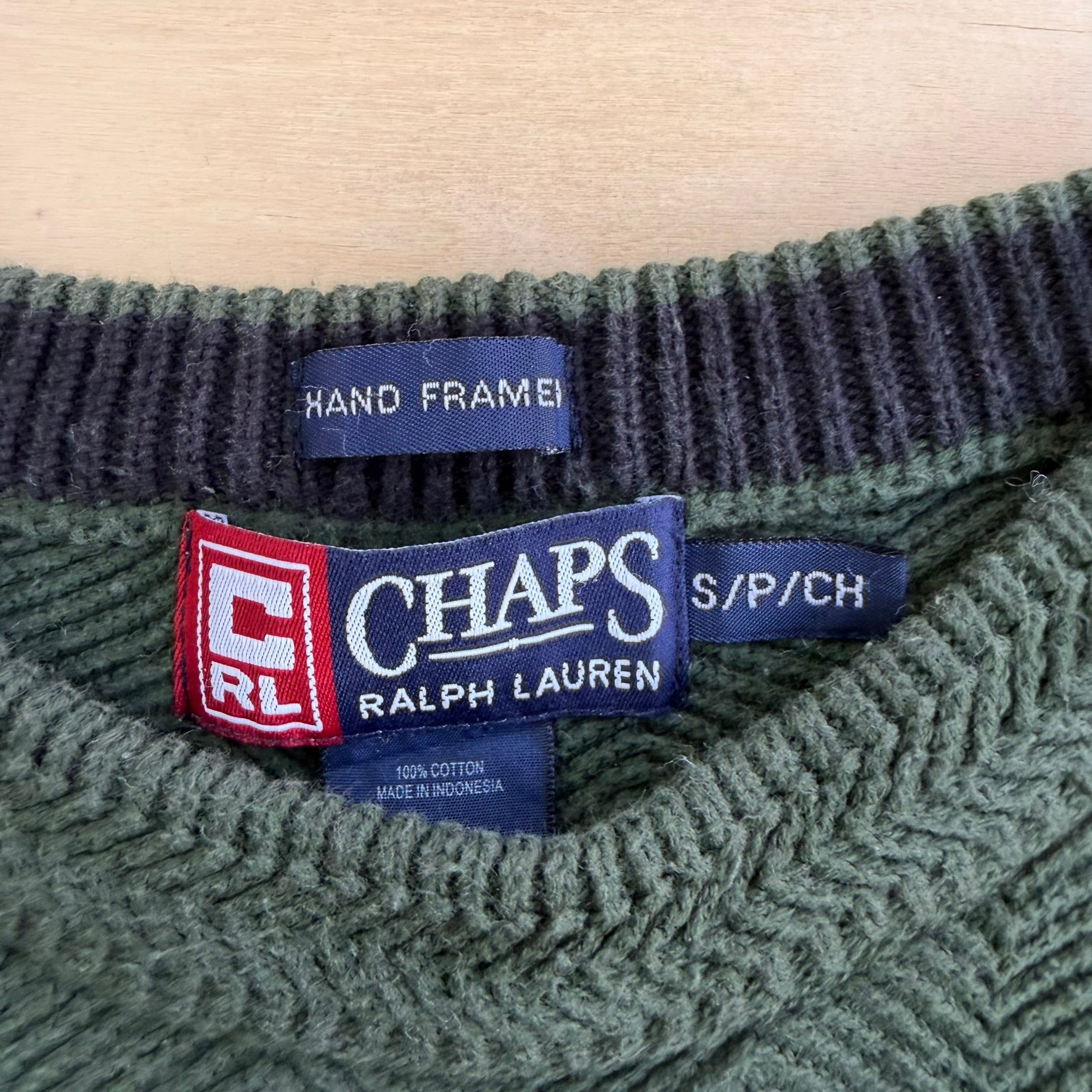 J- Vintage Chaps RL Embroidered Logo Dark Green Knit Sweater - S