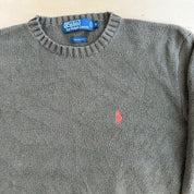 J- Vintage 90s Polo RL Embroidered Logo Olive Green Knit Sweater - M