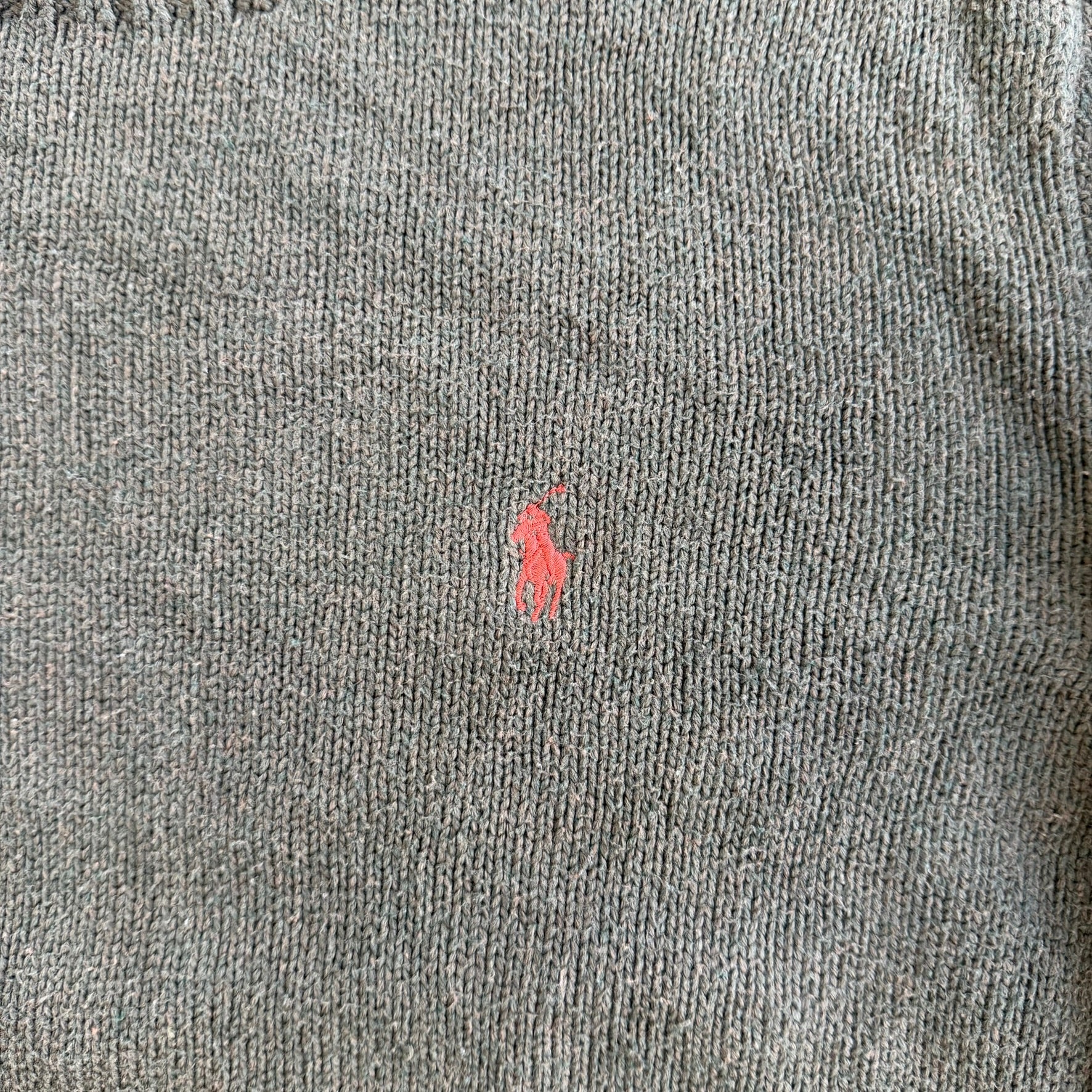 J- Vintage 90s Polo RL Embroidered Logo Olive Green Knit Sweater - M