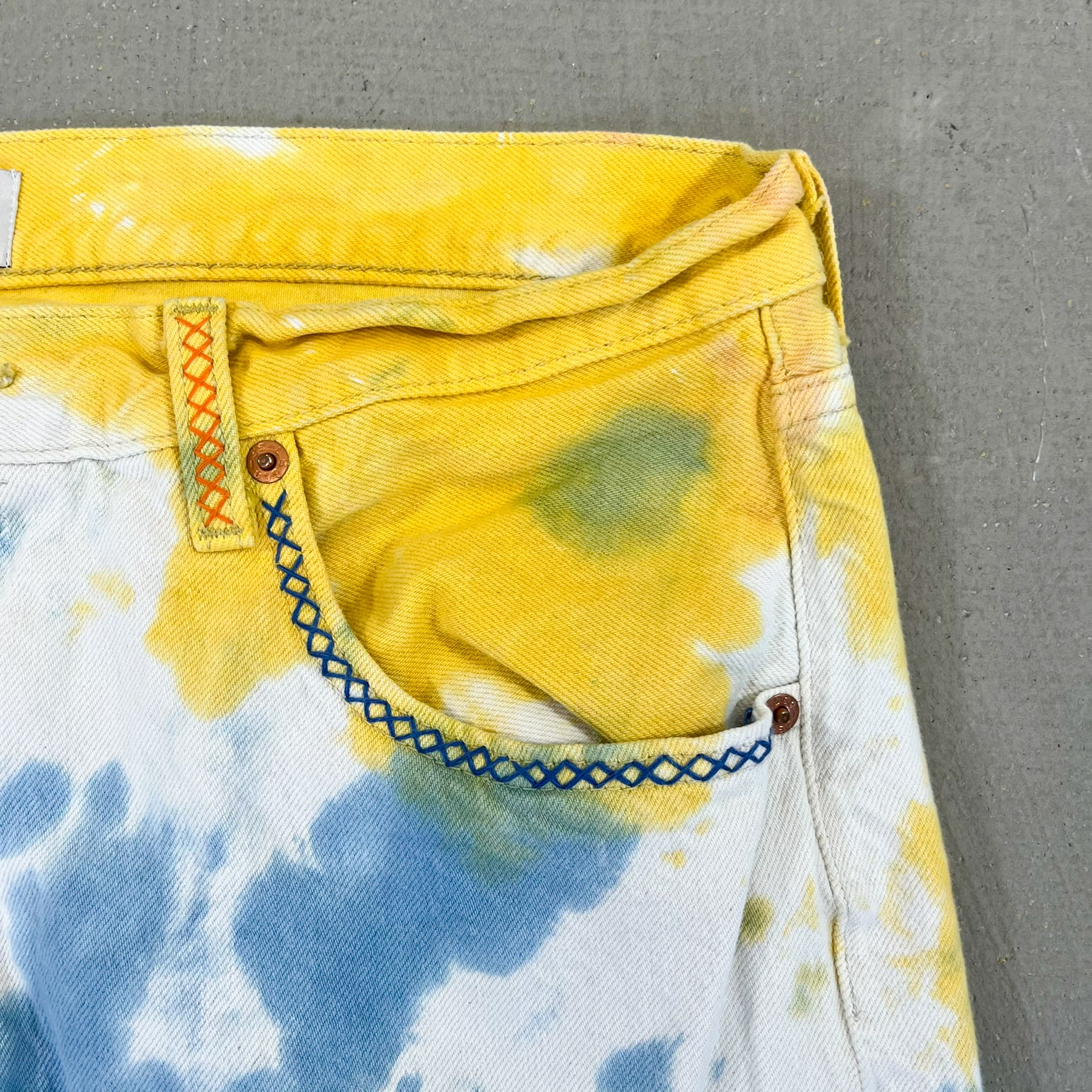 F- HOM Levi's 501 '93 Tie Dye Reworked Custom Jeans