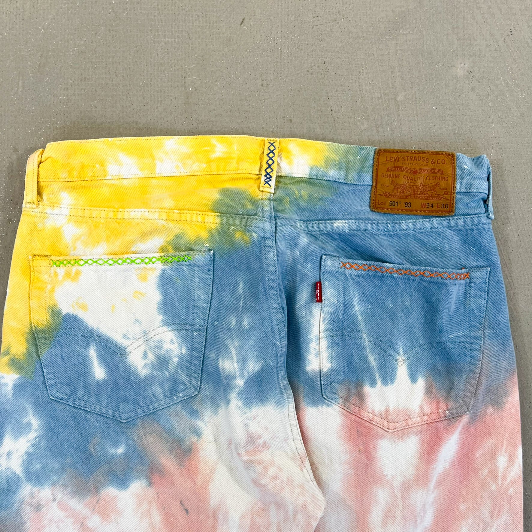 F- HOM Levi's 501 '93 Tie Dye Reworked Custom Jeans