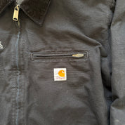 J- Carhartt Blanket Lined Corduroy Collar Black Workwear Jacket - 2XL