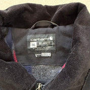 J- Carhartt Blanket Lined Corduroy Collar Black Workwear Jacket - 2XL