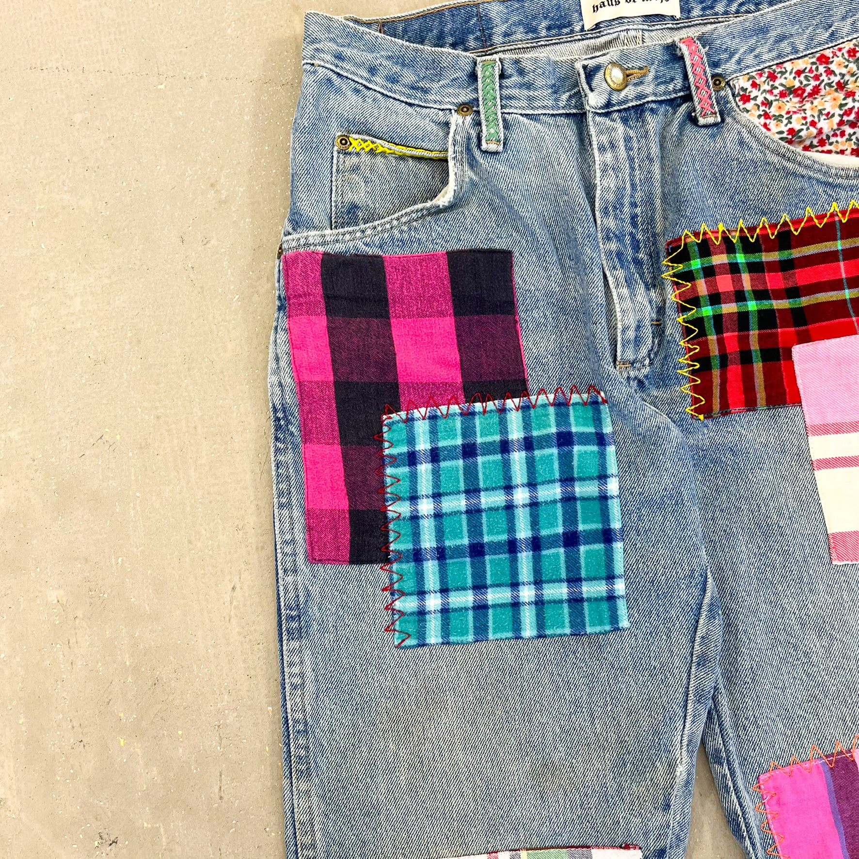 F- HOM Wrangler Flower Left Pocket Reworked Custom Jeans