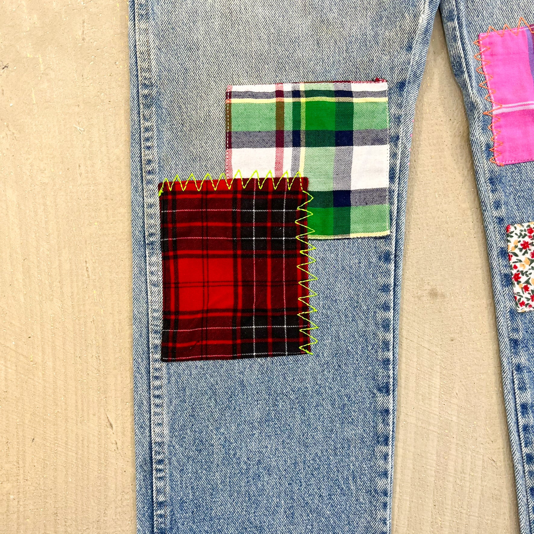 F- HOM Wrangler Flower Left Pocket Reworked Custom Jeans
