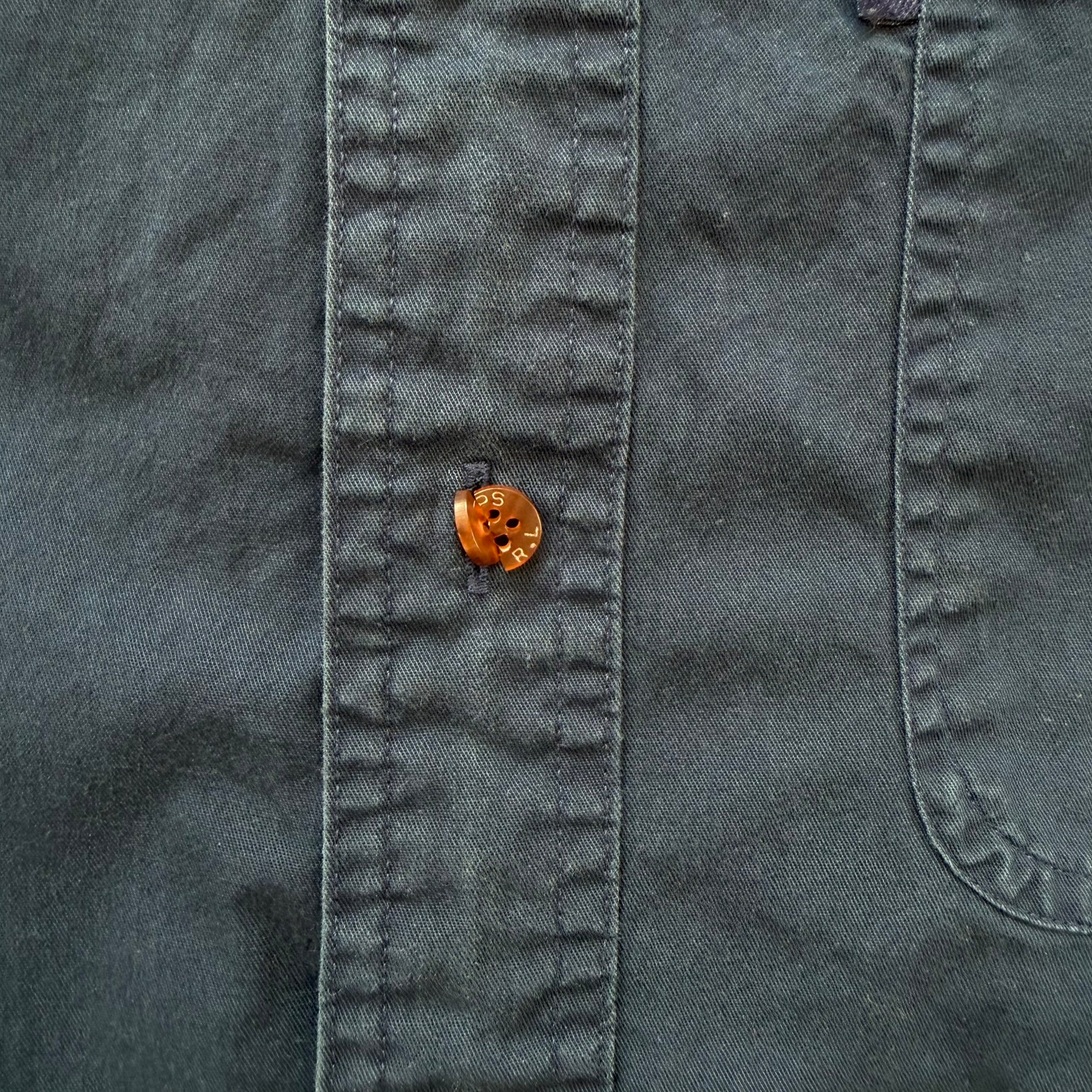 J- Vintage 90s Chaps RL Pocket Navy Button Down Shirt - 16 34/35 (fits L)