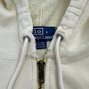 J- Vintage Polo Ralph Lauren Embroidered Logo Yellow Zip Up Hoodie - L