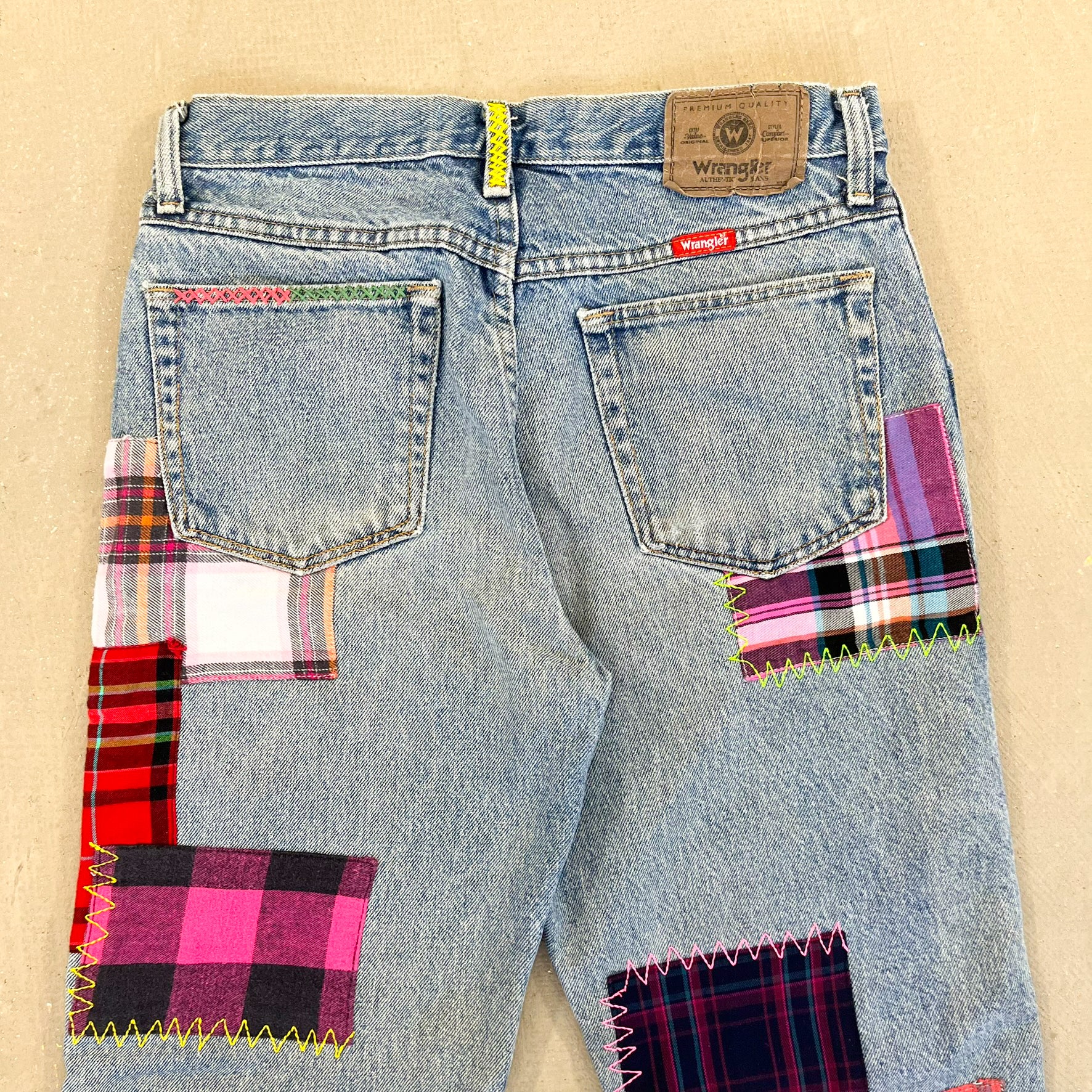 F- HOM Wrangler Flower Left Pocket Reworked Custom Jeans