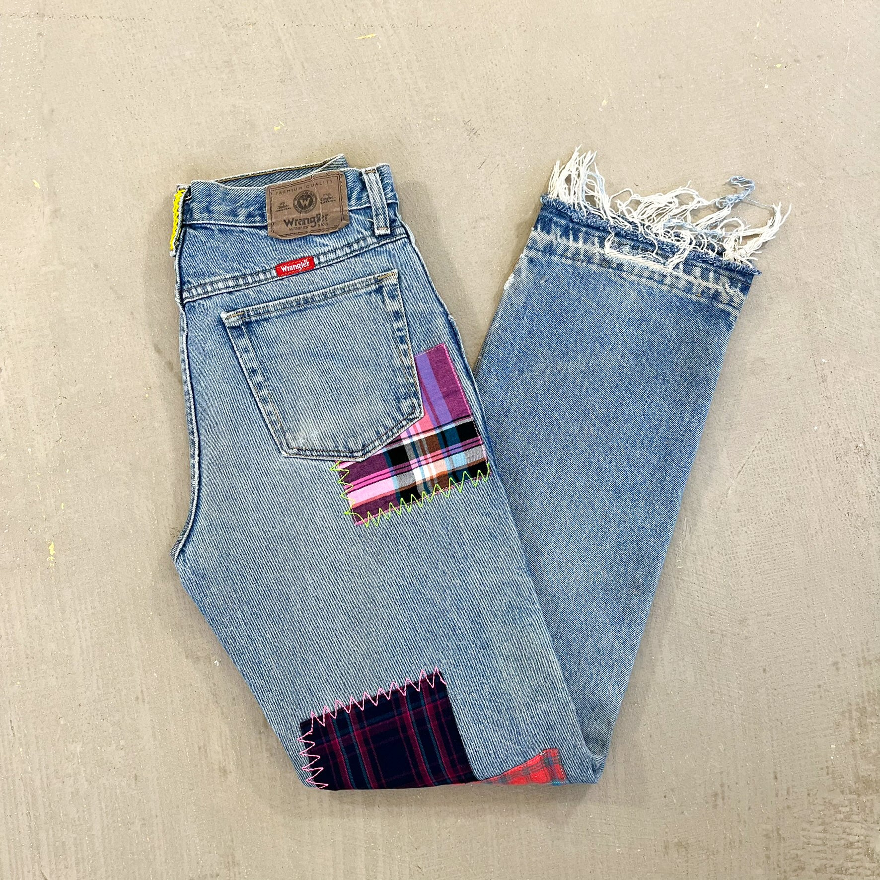 F- HOM Wrangler Flower Left Pocket Reworked Custom Jeans