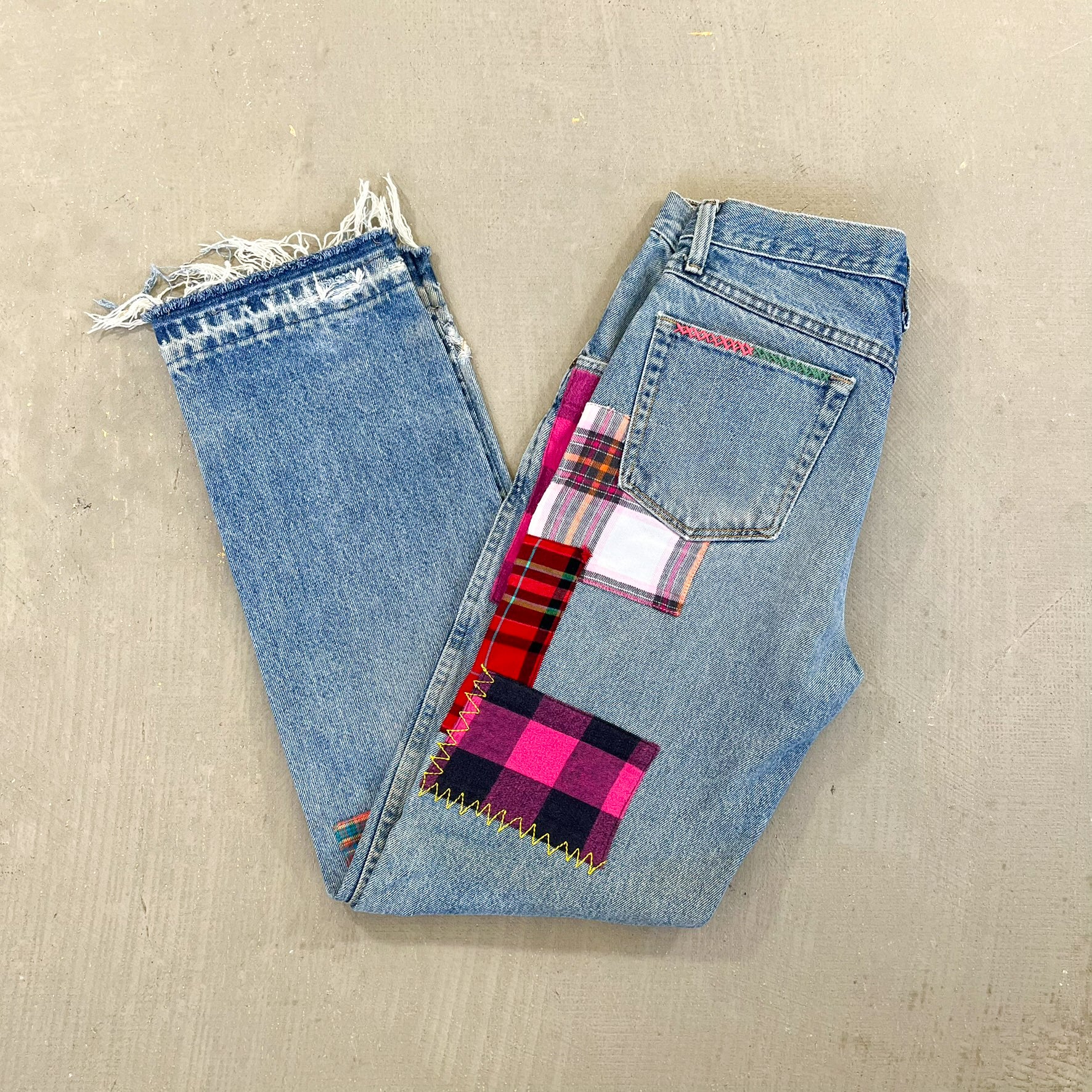 F- HOM Wrangler Flower Left Pocket Reworked Custom Jeans