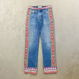 F- HOM Levi's 501 Hand Beaded Reworked Custom Jeans