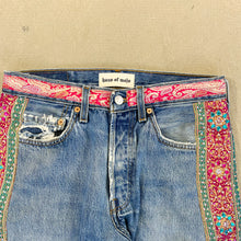 Load image into Gallery viewer, F- HOM Levi&#39;s 501 Hand Beaded Reworked Custom Jeans

