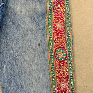 F- HOM Levi's 501 Hand Beaded Reworked Custom Jeans