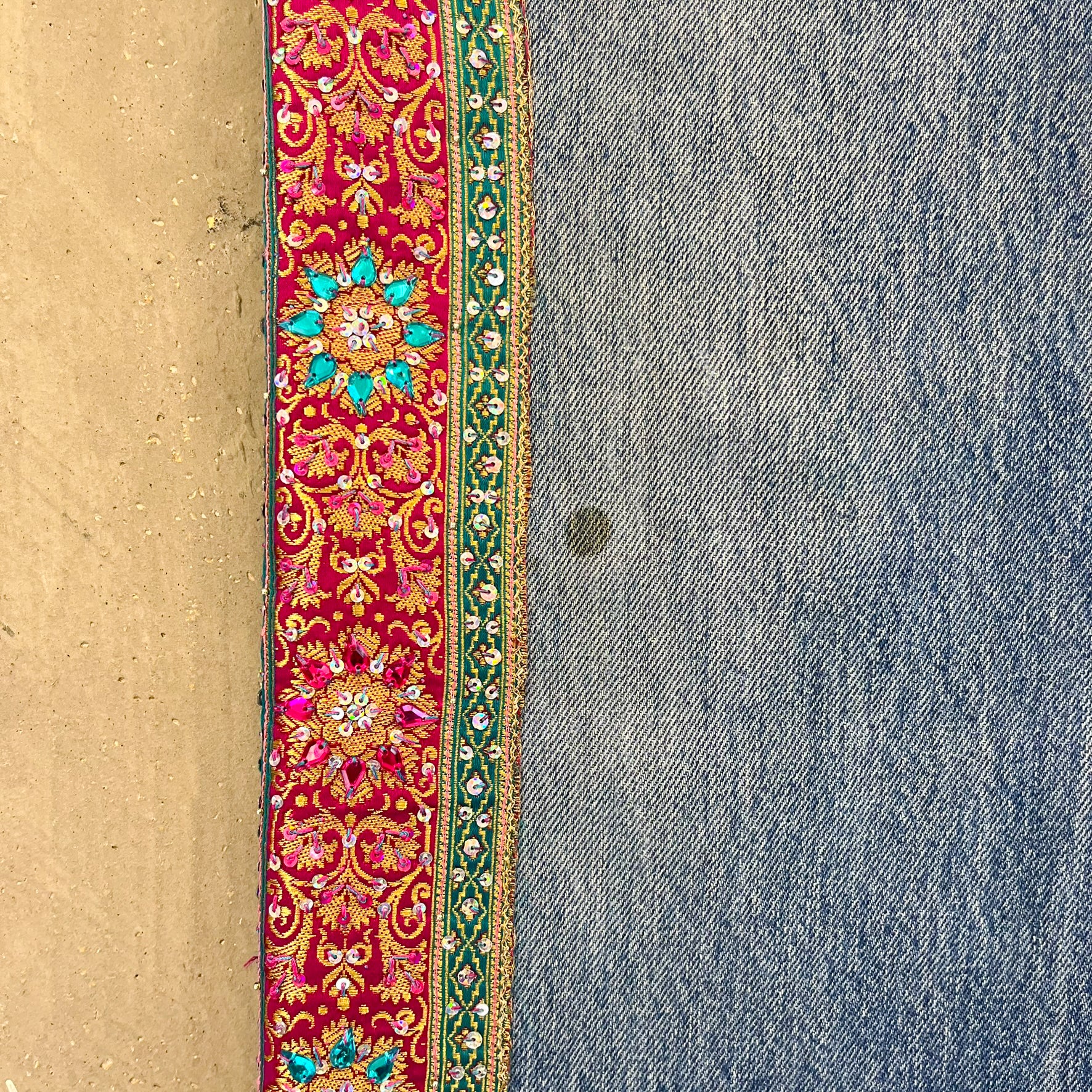 F- HOM Levi's 501 Hand Beaded Reworked Custom Jeans