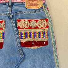 Load image into Gallery viewer, F- HOM Levi&#39;s 501 Hand Beaded Reworked Custom Jeans
