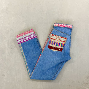F- HOM Levi's 501 Hand Beaded Reworked Custom Jeans