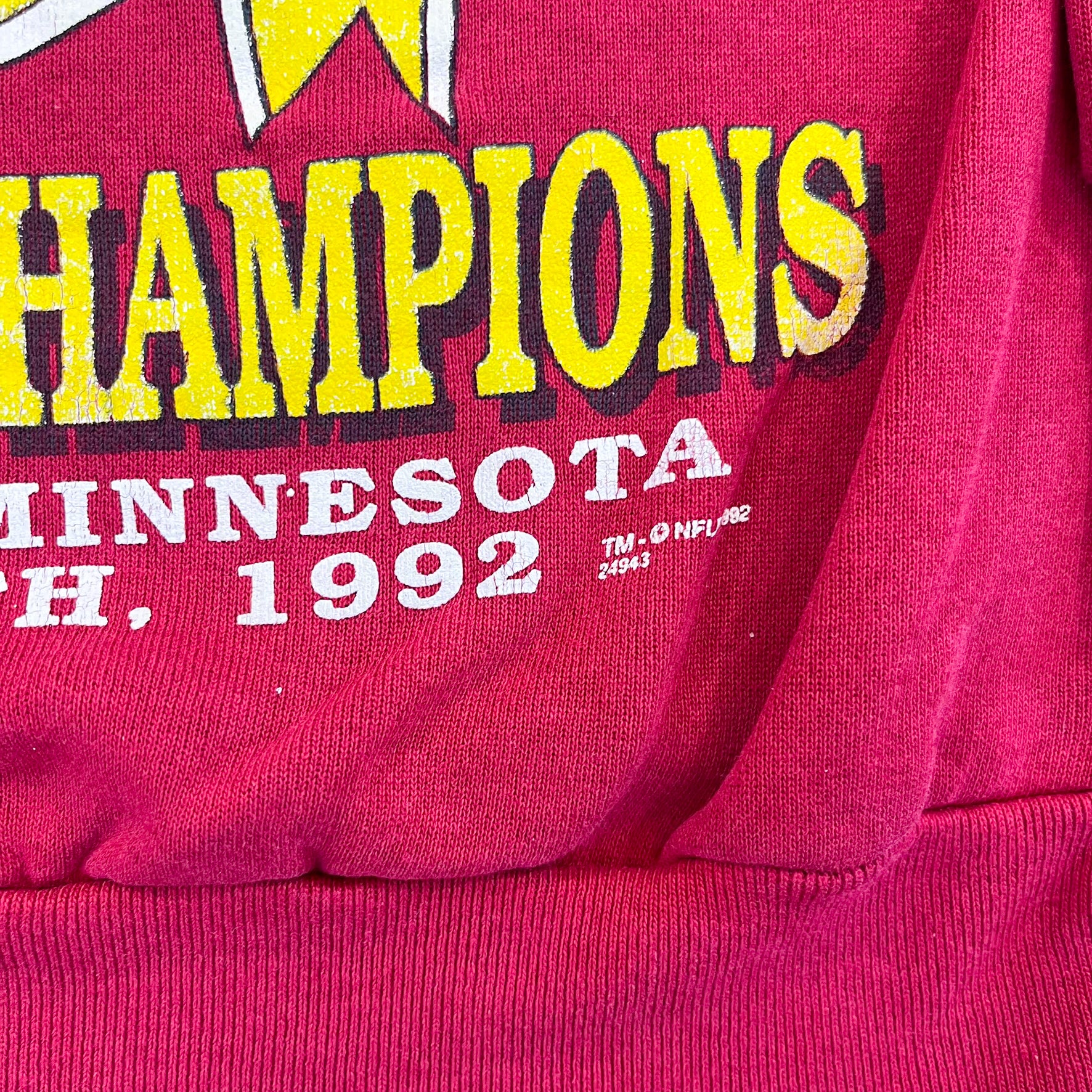 F- Vintage '92 Washington Commanders Champions NFL Super Bowl 26 Champ Crewneck