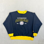 F- Vintage Pittsburgh Steelers NFL Lee Embroidered Logo & Text Crewneck