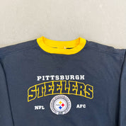 F- Vintage Pittsburgh Steelers NFL Lee Embroidered Logo & Text Crewneck