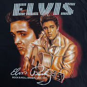 J- Vintage Elvis Presley Playing Guitar Graphic & Text Tee - XL