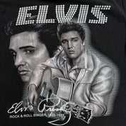 J- Vintage Elvis Presley Playing Guitar Graphic & Text Tee - XL