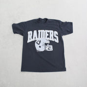 F- Vintage Oakland Raiders NFL Logo 7 text & Logo Single Stitch Tee