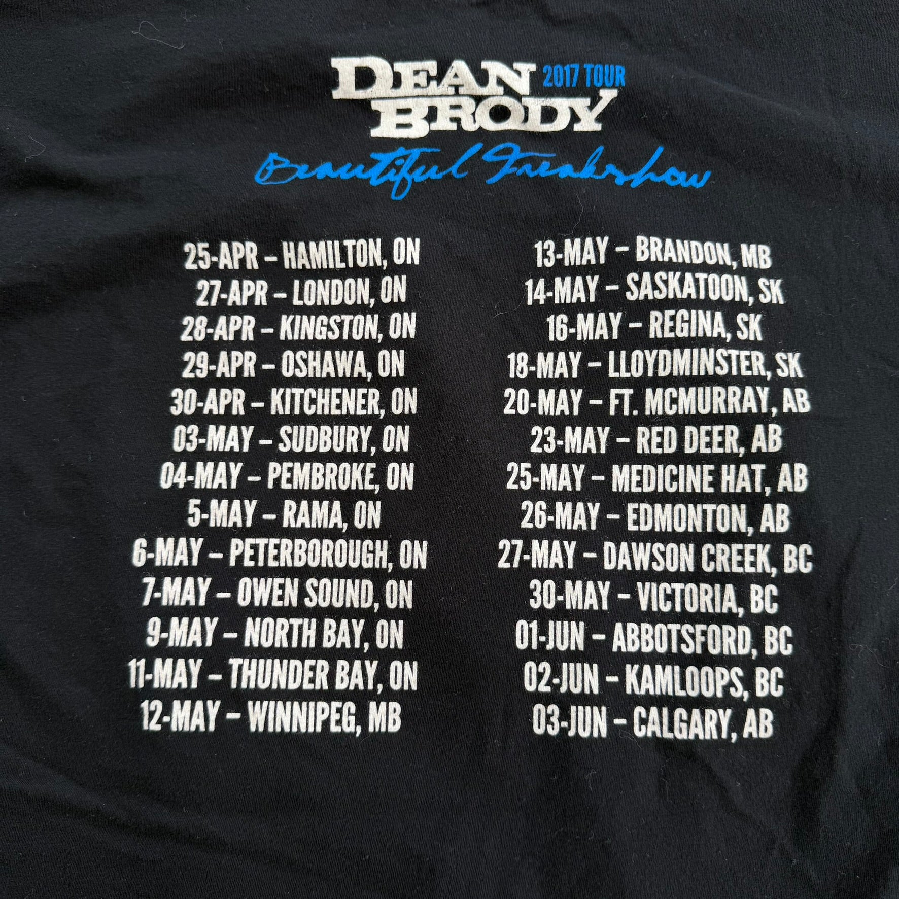 J- '17  Dean Brody Beautiful Freak Show Tour Picture Tee - XL