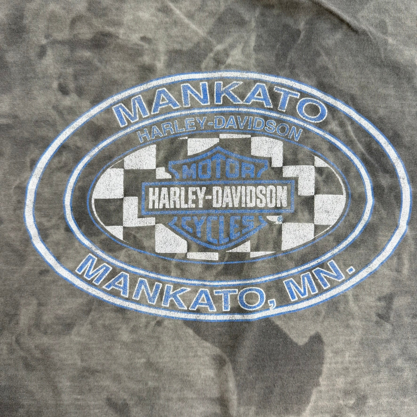 J- Vintage '00 Harley Davidson Mankato Mn Eagle & American Flag Graphic Tee - 2XL