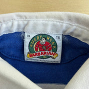 J- Vintage Barbarian Rugbywear White/Blue Striped Rugby Shirt - XL