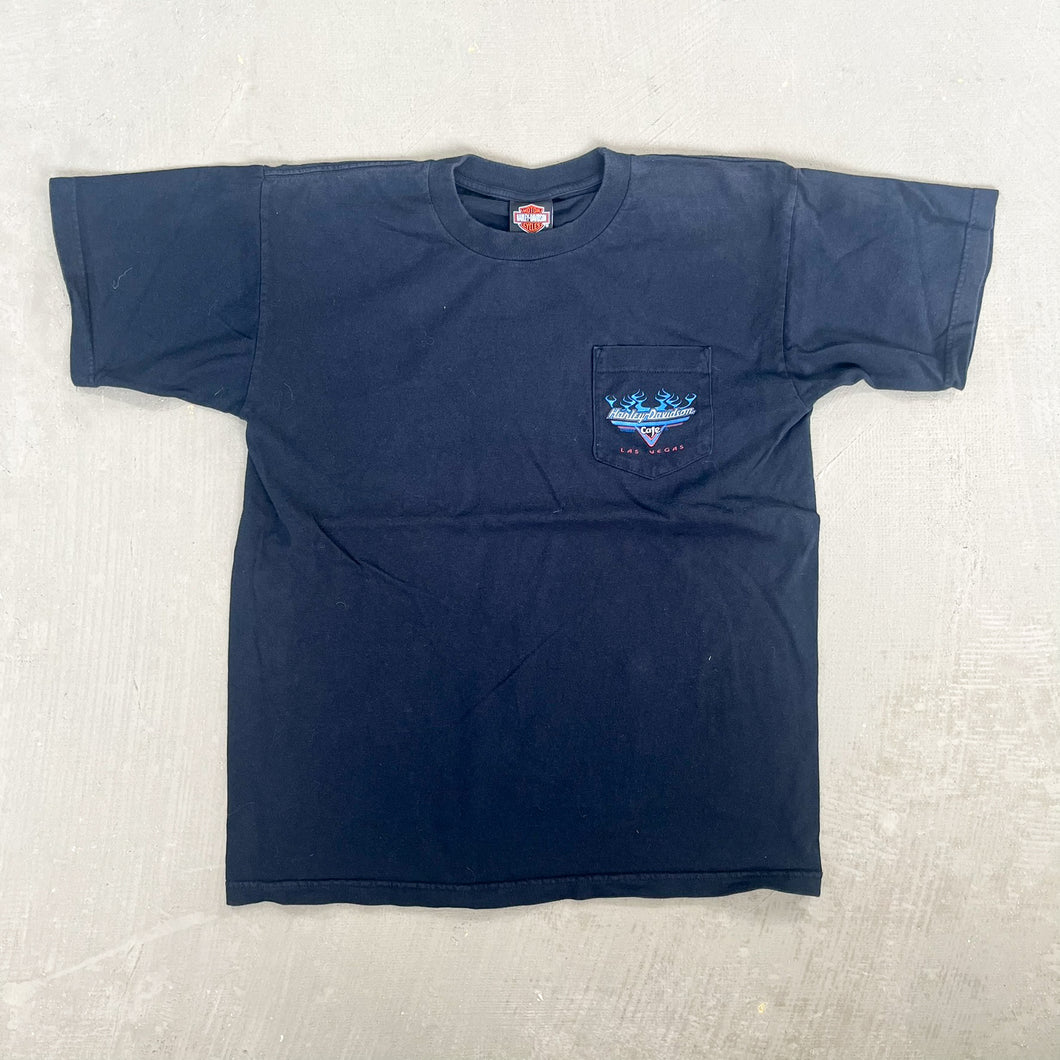 F- Vintage '98 Harley Davidson cafe Las Vegas Pocket Tee