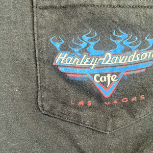 F- Vintage '98 Harley Davidson cafe Las Vegas Pocket Tee