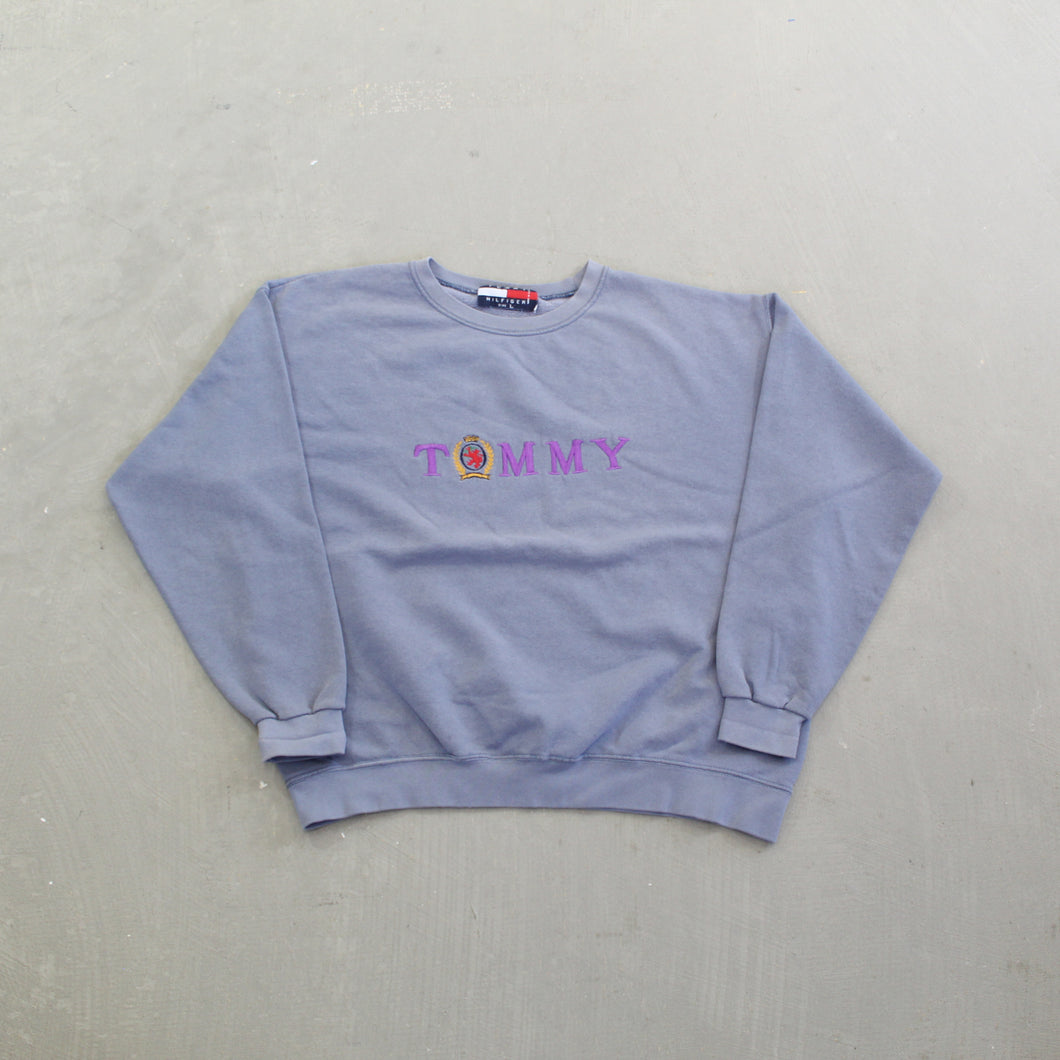 F- Vintage Tommy Hilfiger Embroidered Text & Crest Crewneck