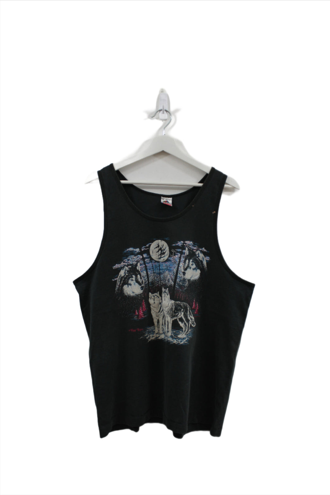 X - Vintage 90's Wolves & Moon In Forest Tank Top
