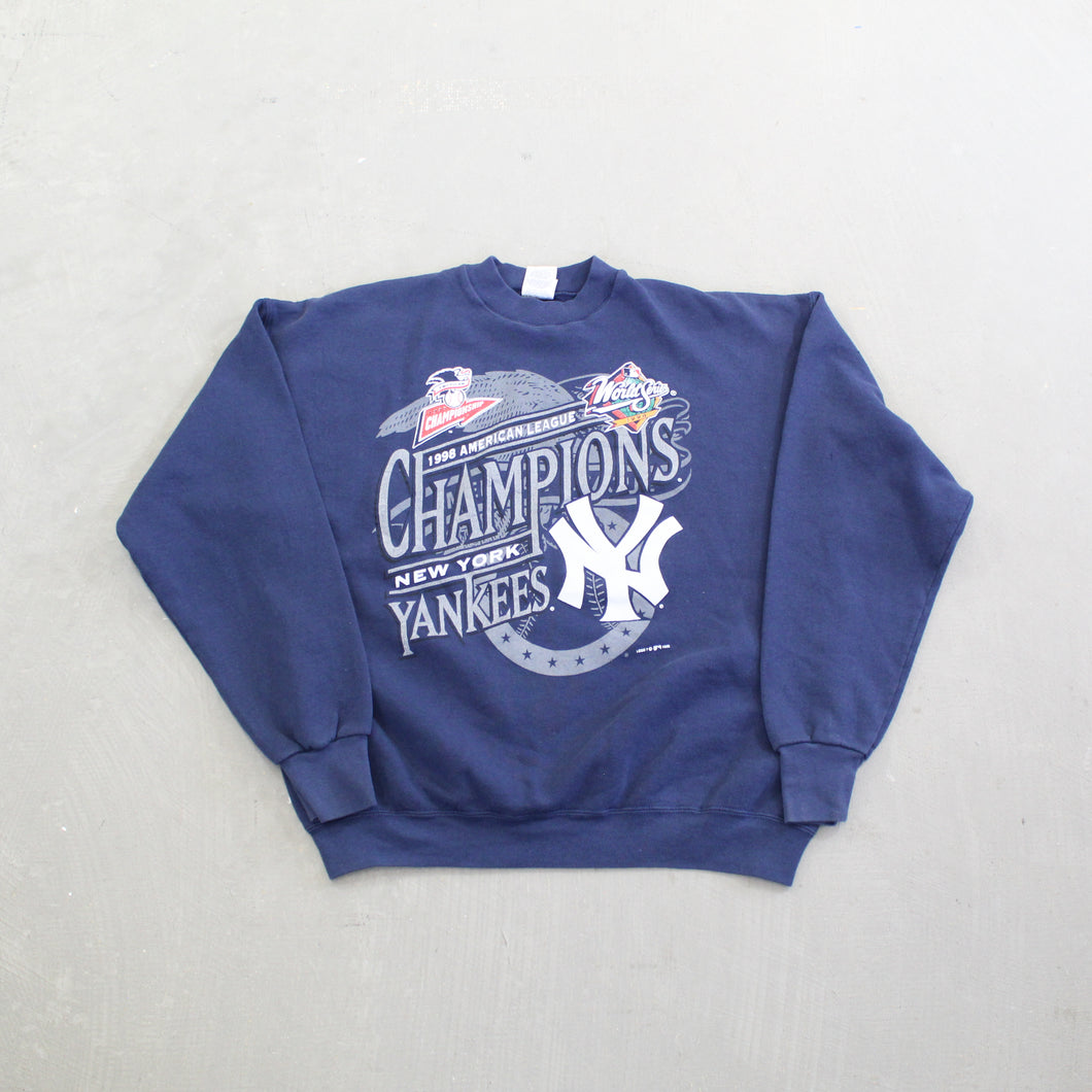 F- Vintage 1998 New York Yankees MLB Logo 7 American League Championship Crewneck