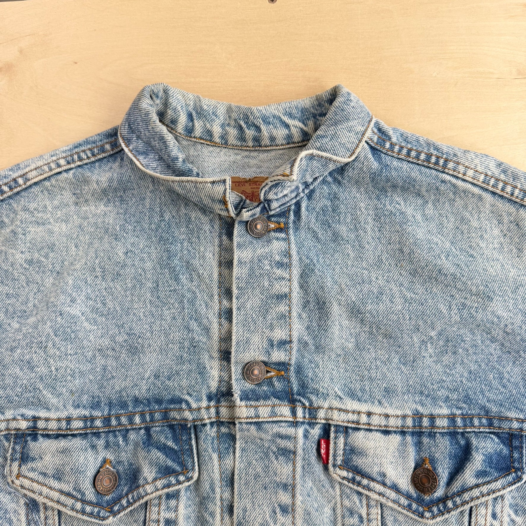 J- Vintage 90s Levi’s 70508  Acid Wash Made In USA Denim Trucker Jacket - XL