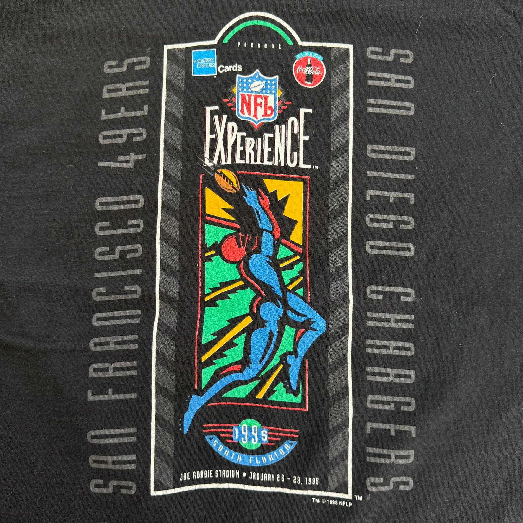 J- Vintage '95 NFL Experience Super Bowl 29 Chargers Vs 49ers Made In USA Single Stitch Tee - XL