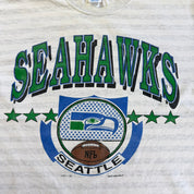 J- Vintage '90 Seattle Seahawks NFL Logo 7 Graphic Made In USA Single Stitch Tee - L